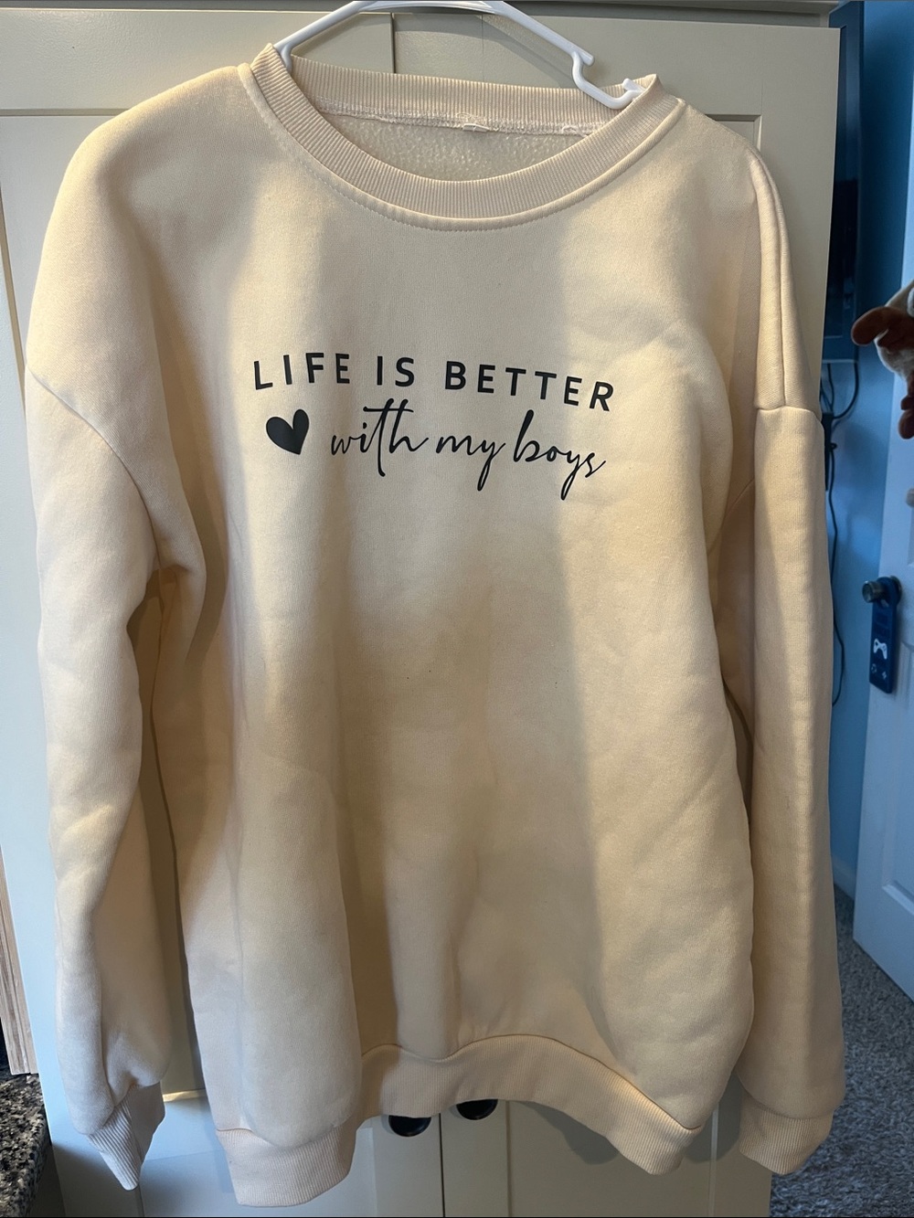 Life Is Better With My Boys Cream Crewneck Sweatshirt